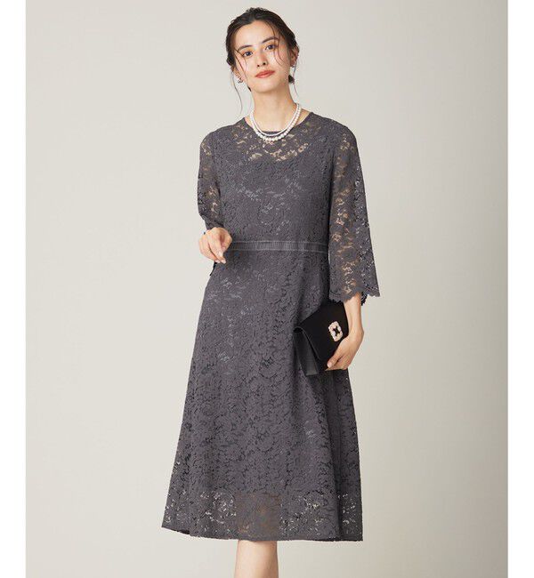 any SiS「【洗える】総レース ワンピース」|ドレス|スレート