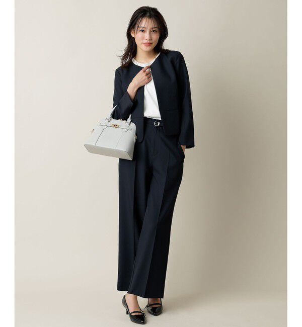 ANY SIS「【UVカット・接触冷感・吸水速乾】スマートビューティストレッチ ペプラムショート ジャケット」|ノーカラージャケット|