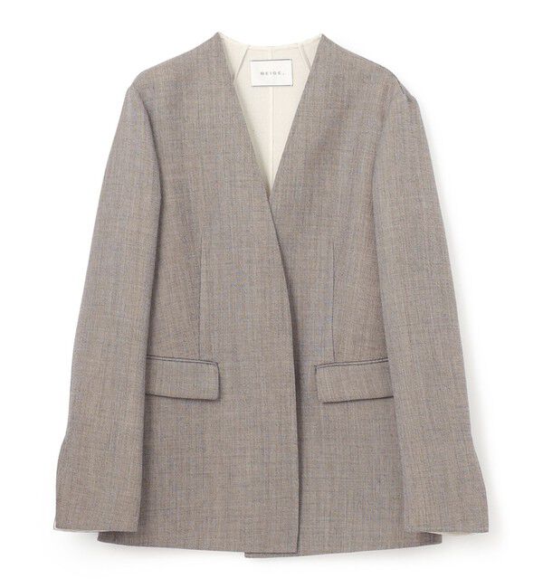 BEIGE,「GRANET / ノーカラーリバージャケット」|ノーカラージャケット|