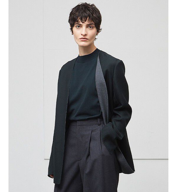 BEIGE,「GRANET / ノーカラーリバージャケット」|ノーカラージャケット|Green&times;Top