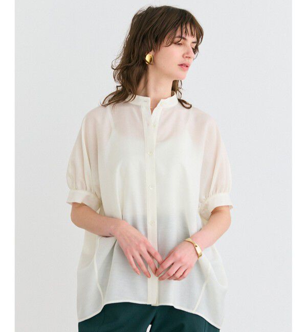 BEIGE,「【洗える】AMARYLLIS / シアーパフオーバーサイズブラウス」|シャツ・ブラウス|Ecru