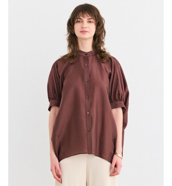 BEIGE,「【洗える】AMARYLLIS / シアーパフオーバーサイズブラウス」|シャツ・ブラウス|Brown