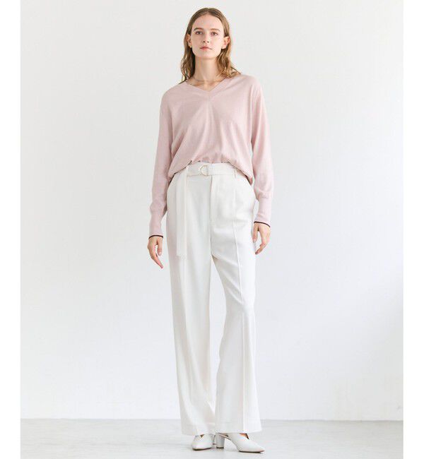 BEIGE,「CHLOR / ウールシルクツイルドッキングVネックニット」|ニット・セーター|