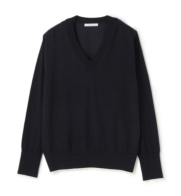 BEIGE,「CHLOR / ウールシルクツイルドッキングVネックニット」|ニット・セーター|