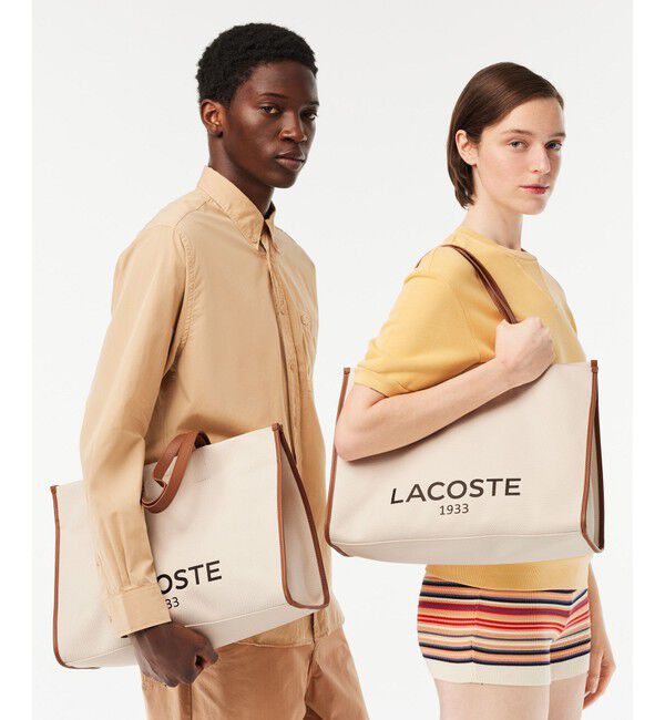 LACOSTE「ヘリテージキャンバス テニススタイルトートバッグ」|トートバッグ|ナチュラル
