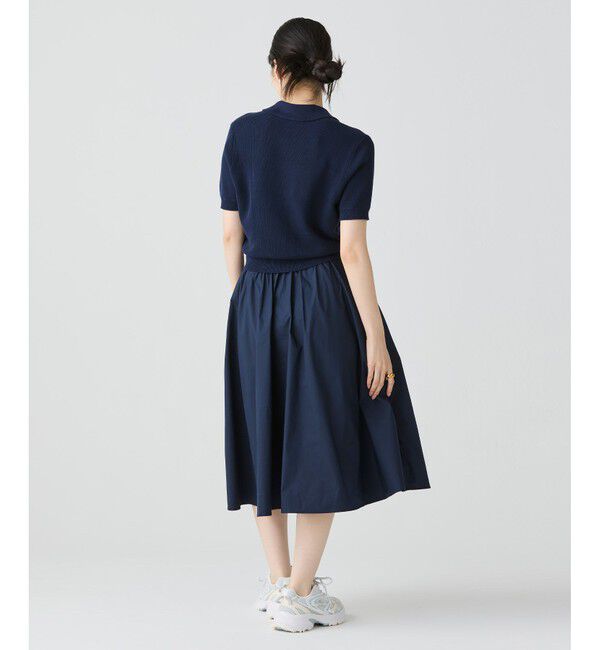 LACOSTE「異素材切り替え コンビネーションマテリアルポロドレス フレア ポロワンピース」|ワンピース|