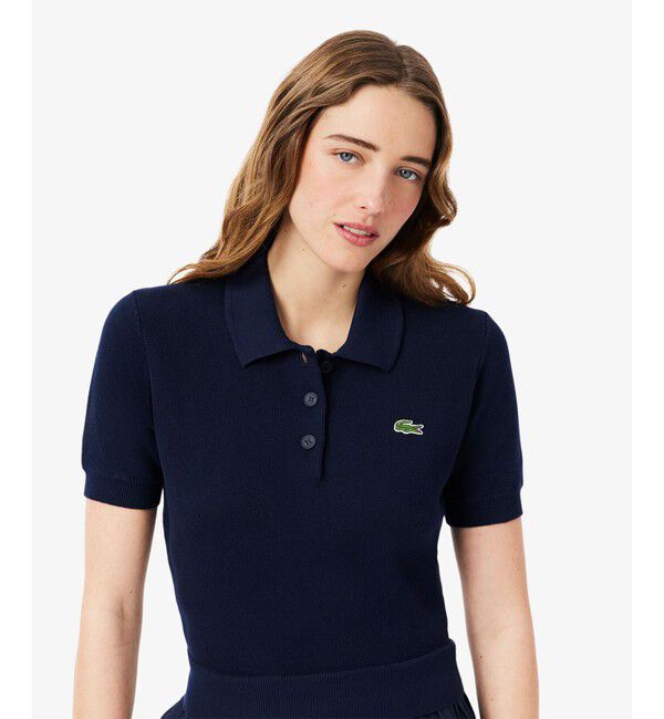 LACOSTE「異素材切り替え コンビネーションマテリアルポロドレス フレア ポロワンピース」|ワンピース|