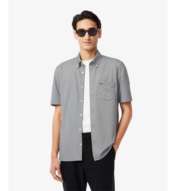 LACOSTE「マイクロチェックジャージシャツ」|シャツ・ブラウス|ブラック