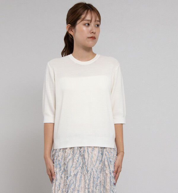 NOLLEY'S「《手洗い可能》ESPOIR 16G片畦5分袖プルオーバーニット」|ニット・セーター|