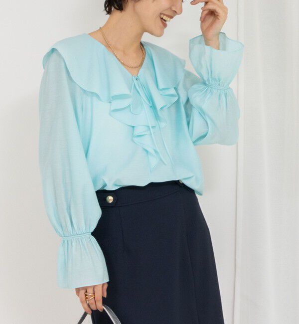 NOLLEY'S sophi「シアーラッフルブラウス」|シャツ・ブラウス|ライトブルー