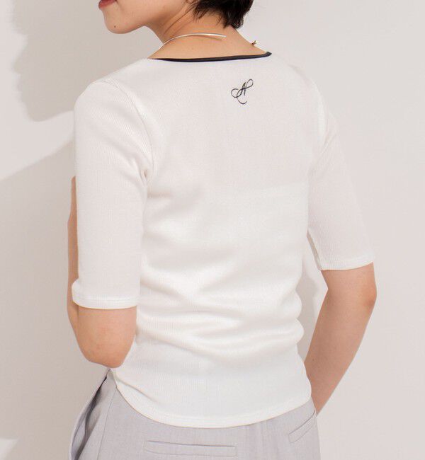 NOLLEY'S「《手洗い可能》五分袖スクエアテレコプルオーバーカットソー」|Tシャツ・カットソー|