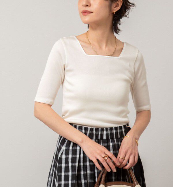 NOLLEY'S「《手洗い可能》五分袖スクエアテレコプルオーバーカットソー」|Tシャツ・カットソー|キナリ