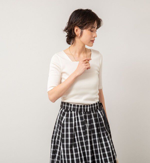 NOLLEY'S「《手洗い可能》五分袖スクエアテレコプルオーバーカットソー」|Tシャツ・カットソー|