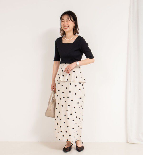 NOLLEY'S「《手洗い可能》五分袖スクエアテレコプルオーバーカットソー」|Tシャツ・カットソー|