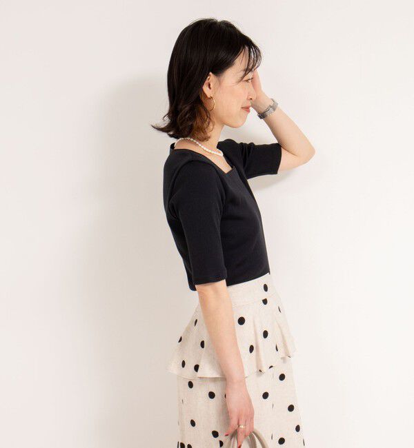 NOLLEY'S「《手洗い可能》五分袖スクエアテレコプルオーバーカットソー」|Tシャツ・カットソー|