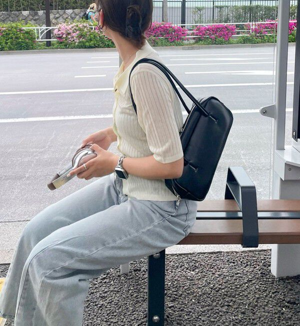 fredy emue「【インフルエンサー別注カラーあり】シアーリブ半袖シャツカーディガン」|カーディガン|