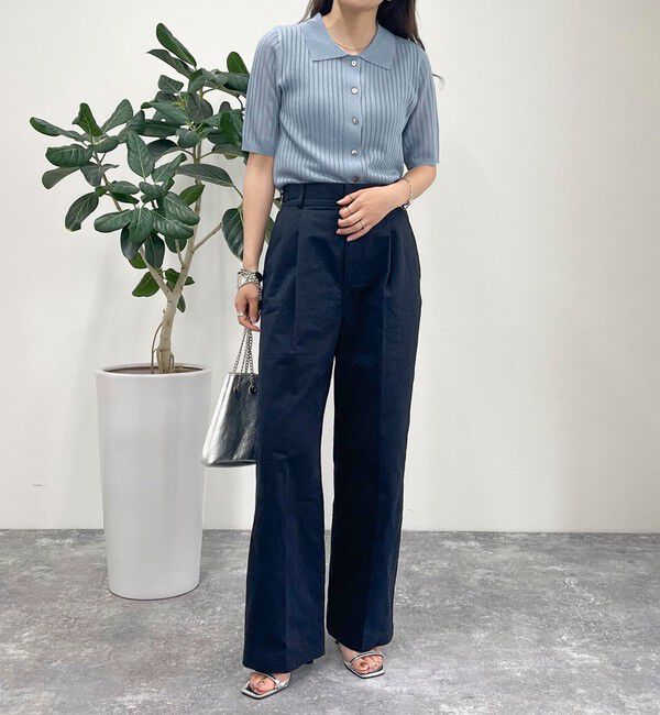 fredy emue「【インフルエンサー別注カラーあり】シアーリブ半袖シャツカーディガン」|カーディガン|