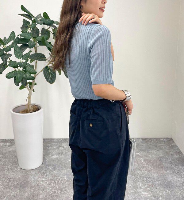 fredy emue「【インフルエンサー別注カラーあり】シアーリブ半袖シャツカーディガン」|カーディガン|