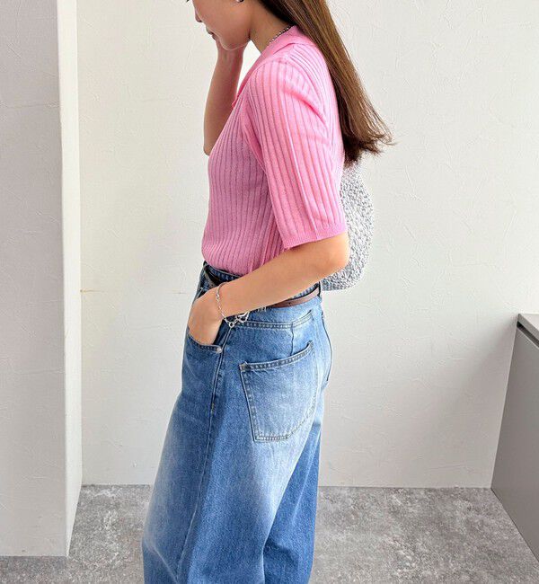 fredy emue「【インフルエンサー別注カラーあり】シアーリブ半袖シャツカーディガン」|カーディガン|