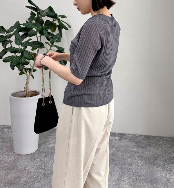 fredy emue「【インフルエンサー別注カラーあり】シアーリブ半袖シャツカーディガン」|カーディガン|