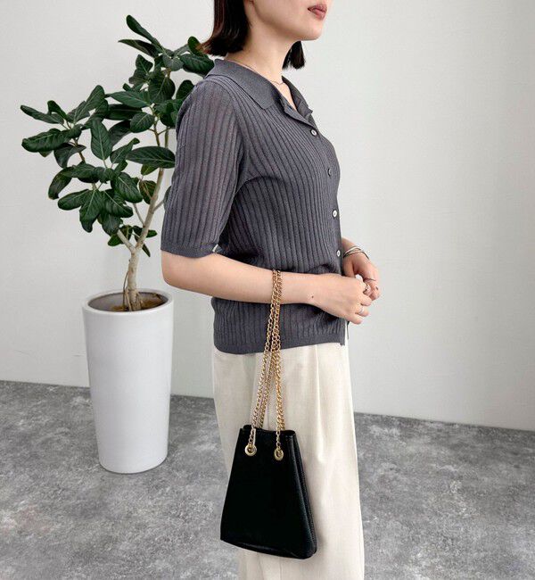 fredy emue「【インフルエンサー別注カラーあり】シアーリブ半袖シャツカーディガン」|カーディガン|