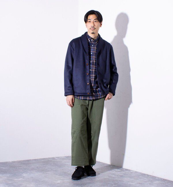 GLOSTER「【GLOSTER/グロスター】カチオンフリースボンディング くるみボタン ショールカーディガン」|カーディガン|