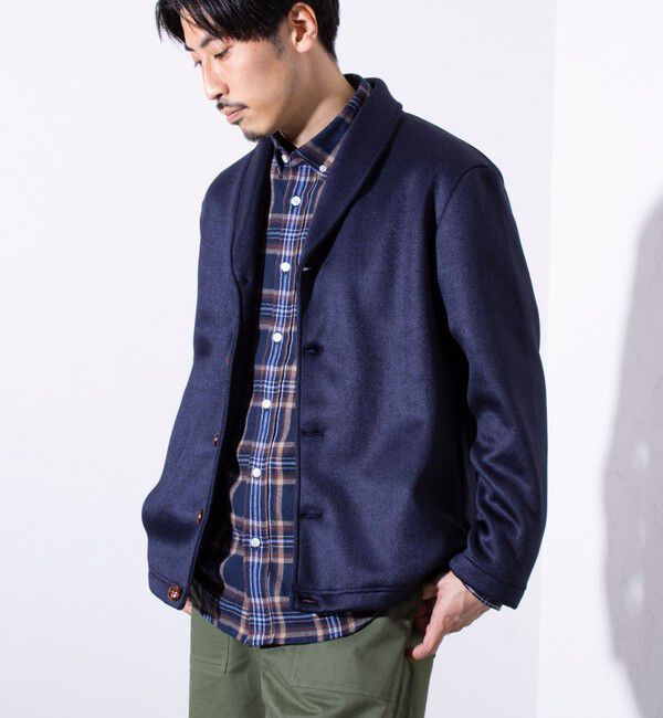 GLOSTER「【GLOSTER/グロスター】カチオンフリースボンディング くるみボタン ショールカーディガン」|カーディガン|