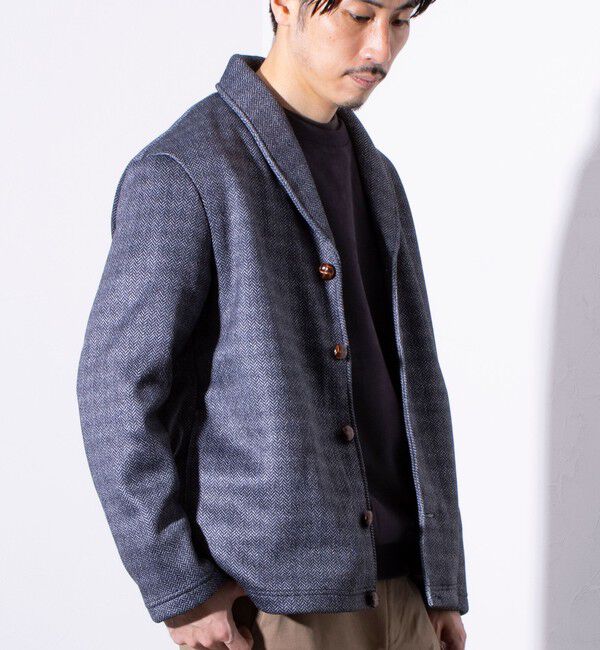 GLOSTER「【GLOSTER/グロスター】カチオンフリースボンディング くるみボタン ショールカーディガン」|カーディガン|