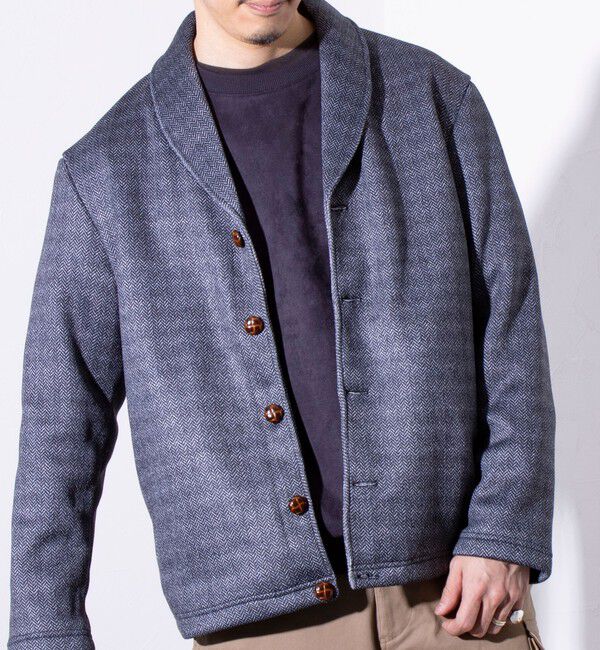 GLOSTER「【GLOSTER/グロスター】カチオンフリースボンディング くるみボタン ショールカーディガン」|カーディガン|