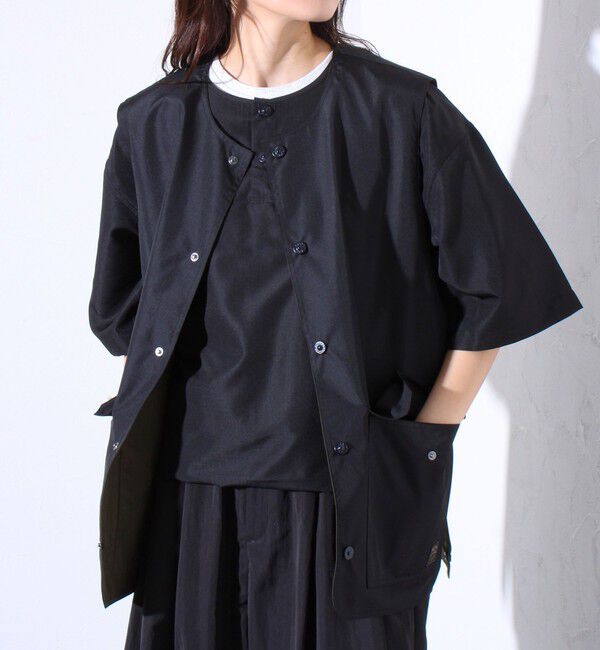 GLOSTER「【TAION/タイオン】ミリタリー Ripstop  クルーネック リバーシブルベスト」|ベスト・ジレ|ブラック