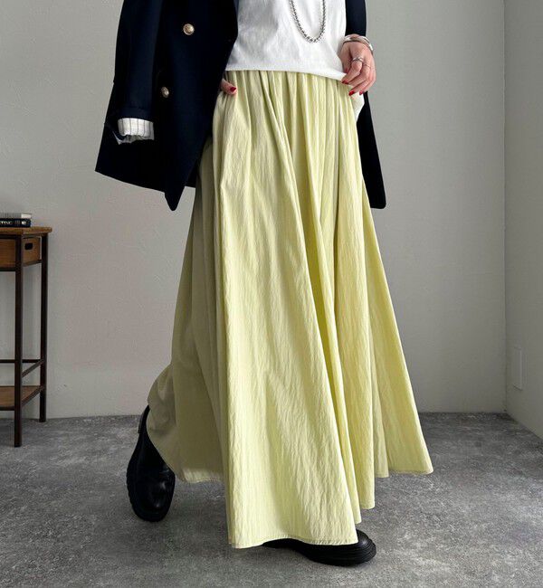 fredy emue「シルキーレーヨンフレアスカート」|フレア|ライトグリーン