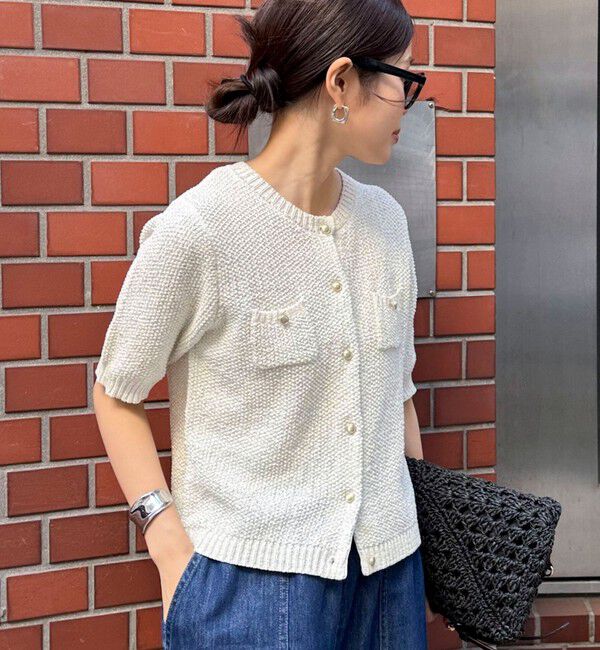 fredy emue「テープヤーン半袖ニットジャケット」|カーディガン|