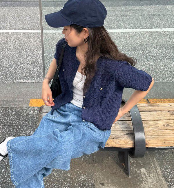 fredy emue「テープヤーン半袖ニットジャケット」|カーディガン|