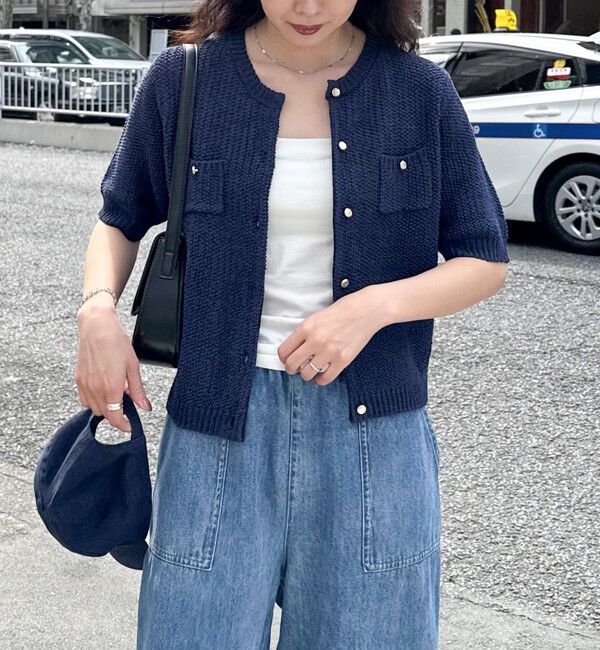 fredy emue「テープヤーン半袖ニットジャケット」|カーディガン|