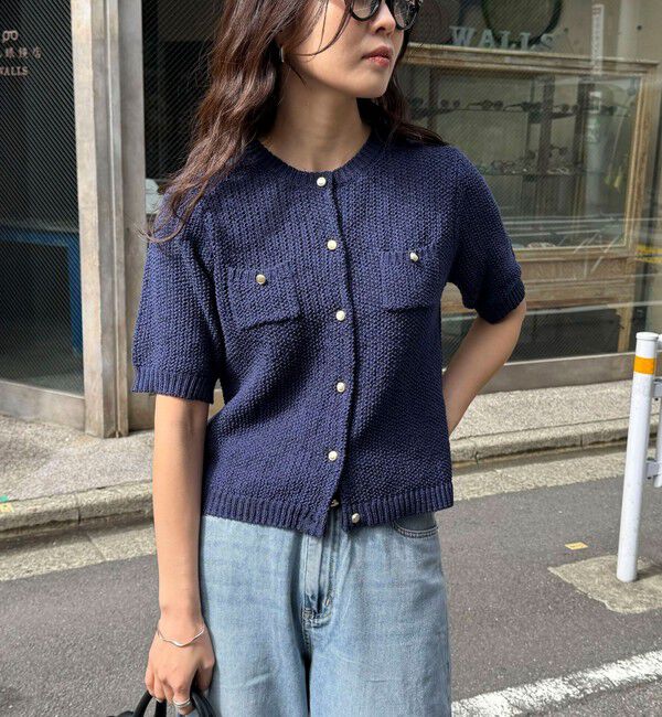 fredy emue「テープヤーン半袖ニットジャケット」|カーディガン|