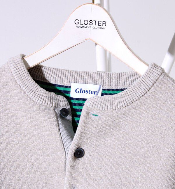 GLOSTER「【昨年人気アイテム再登場！チクチクしないニット】モールバックボーダー ヘンリーネックニット」|ニット・セーター|