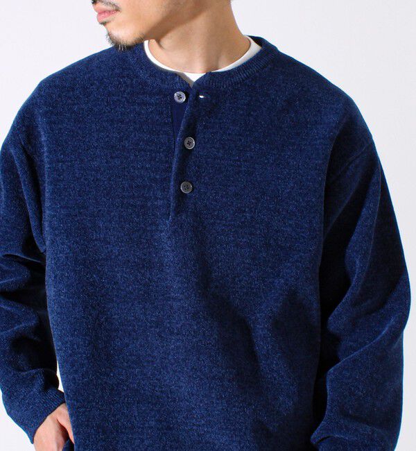 GLOSTER「【昨年人気アイテム再登場！チクチクしないニット】モールバックボーダー ヘンリーネックニット」|ニット・セーター|