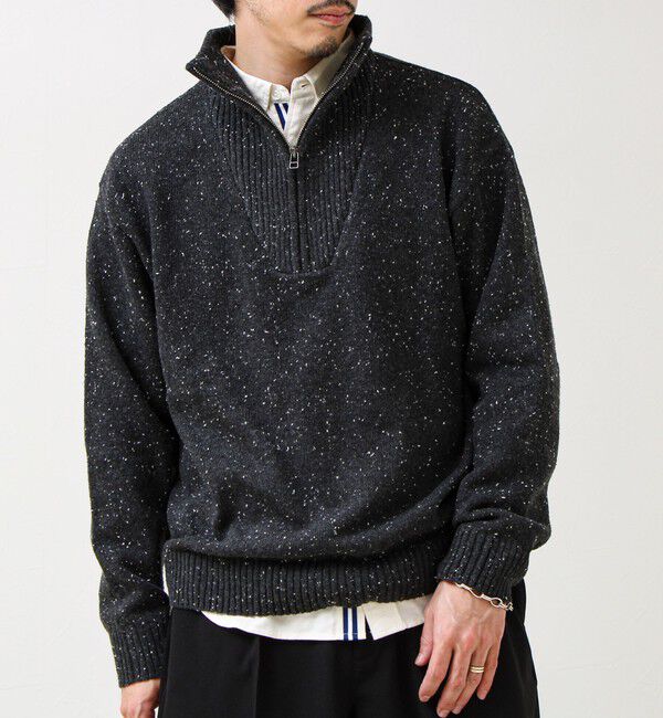 GLOSTER「【冬の大人レイヤードに】ネップハーフジッププルオーバー」|ニット・セーター|
