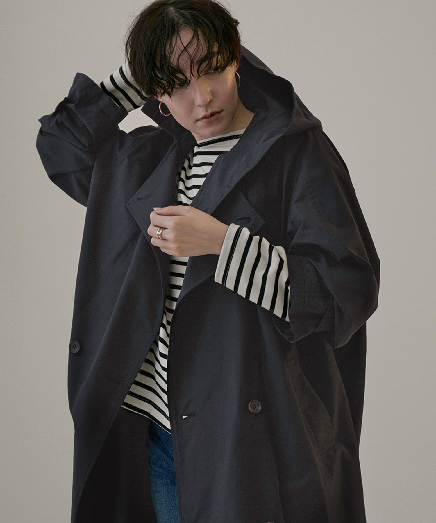 SALON adam et rope'「2WAYフード付きスタンドカラートレンチコート」|トレンチコート|