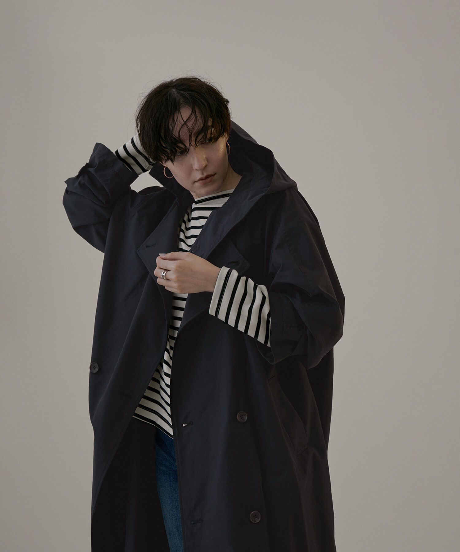 SALON adam et rope'「2WAYフード付きスタンドカラートレンチコート」|トレンチコート|