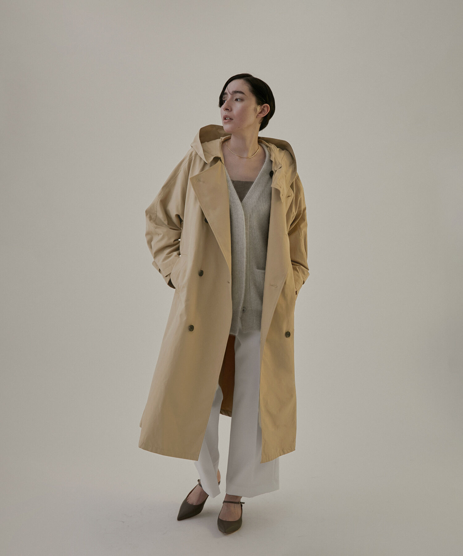 SALON adam et rope'「2WAYフード付きスタンドカラートレンチコート」|トレンチコート|