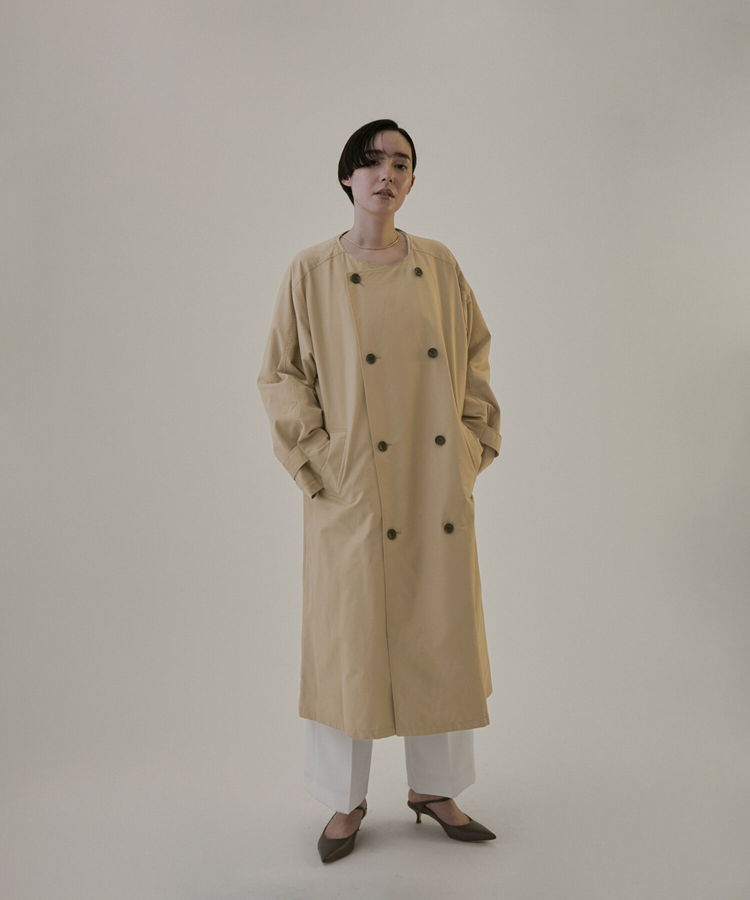 SALON adam et rope'「2WAYフード付きスタンドカラートレンチコート」|トレンチコート|