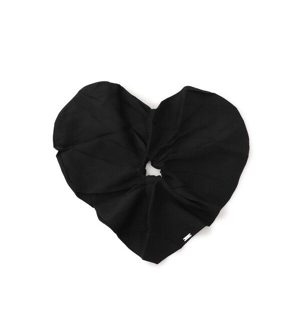 SALON adam et rope'「【heyep（ヘイップ）】Silk Heart Scrunchie-Large シルクハートシュシュ」|ヘアゴム・シュシュ|ブラック(01)