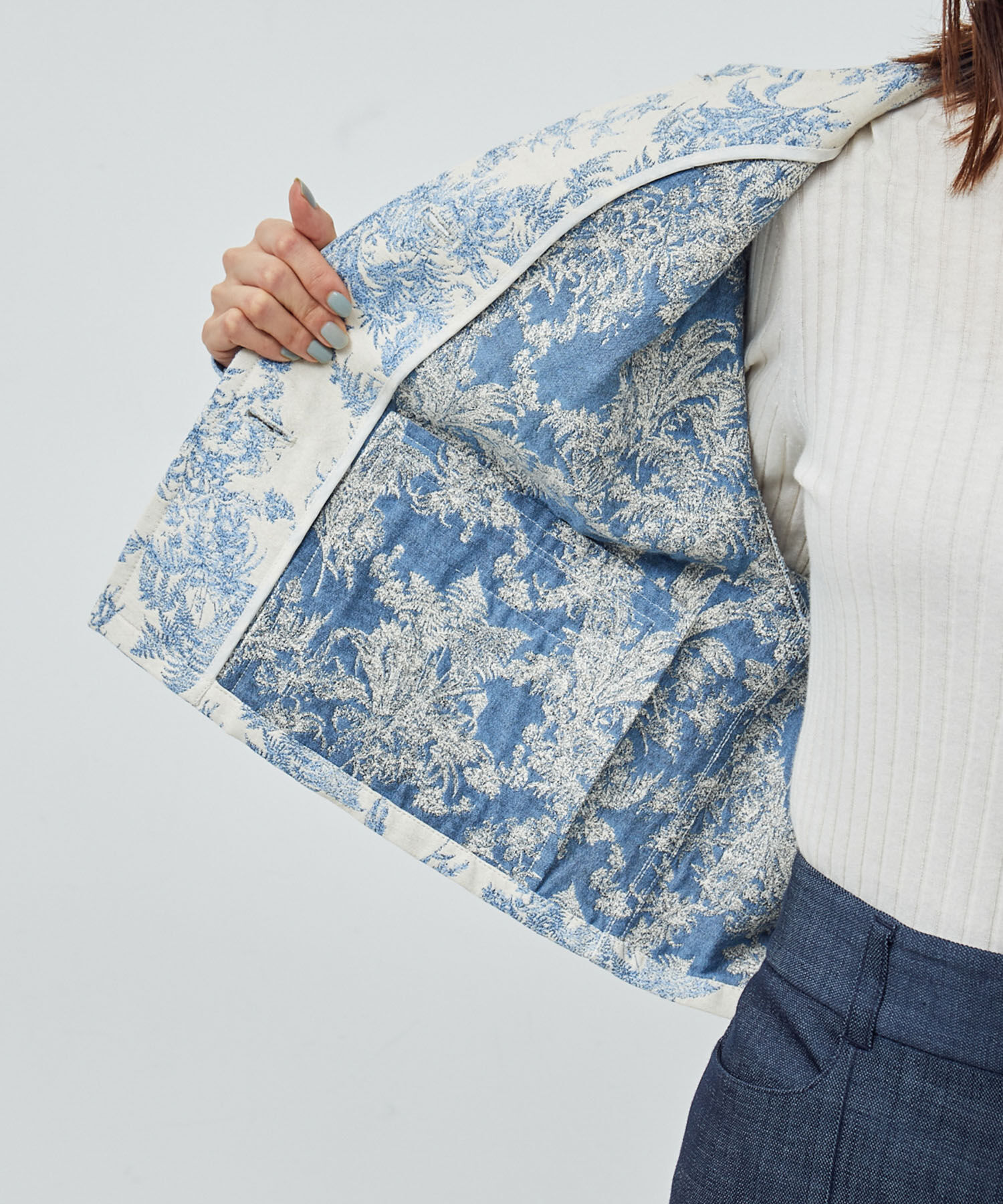 ROPE「【DEVEAUX】ジャカードショートブルゾン」|ブルゾン・スタジャン|