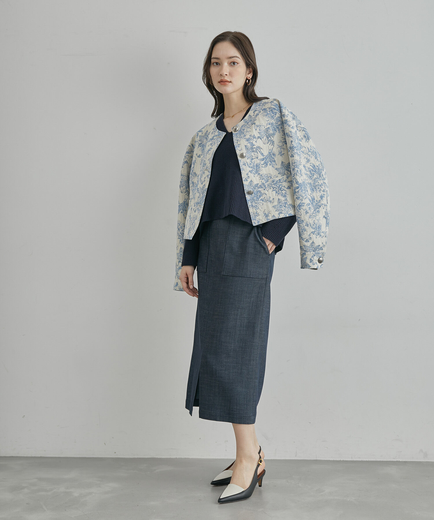 ROPE「【DEVEAUX】ジャカードショートブルゾン」|ブルゾン・スタジャン|