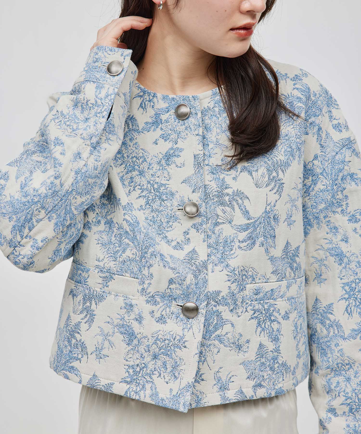 ROPE「【DEVEAUX】ジャカードショートブルゾン」|ブルゾン・スタジャン|