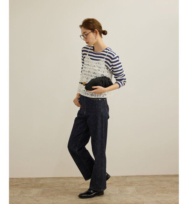 ROPE「【洗える】ウォッシャブルシルク 総針ボーダープルオーバー」|Tシャツ・カットソー|