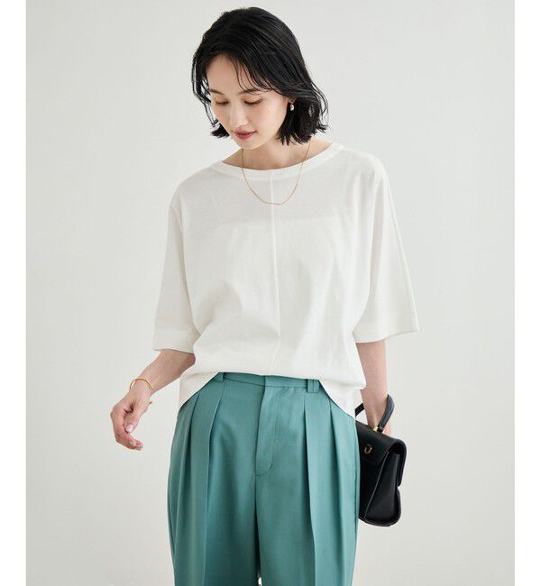 ROPE「【洗える・ナノシア加工】スムース半袖 Aラインカットソー」|Tシャツ・カットソー|