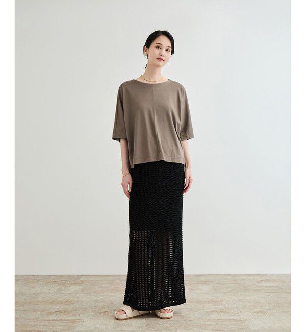 ROPE「【洗える・ナノシア加工】スムース半袖 Aラインカットソー」|Tシャツ・カットソー|