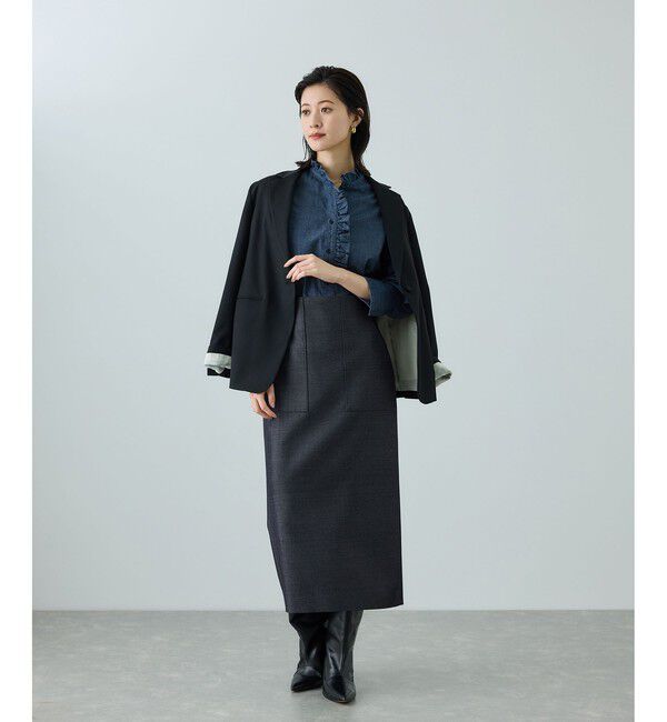 ROPE「[美人スカート]トリアセツイル ポケット付きタイトスカート(デニムライク)/イージーケア・セットアップ対応」|スカート|